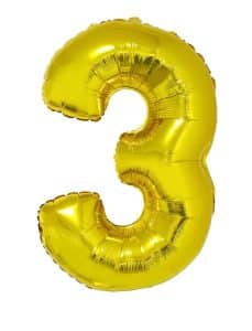 Ballon chiffre 3 – Or - Non gonflé