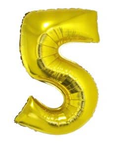 Ballon chiffre 5 – Or - Non gonflé