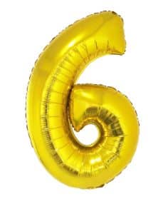 Ballon chiffre 6 – Or - Non gonflé