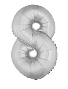 Ballon chiffre 8 – Argent - Non gonflé
