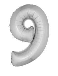 Ballon chiffre 9 – Argent  - Non gonflé